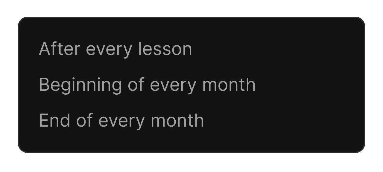 Invoice cadences - dark mode