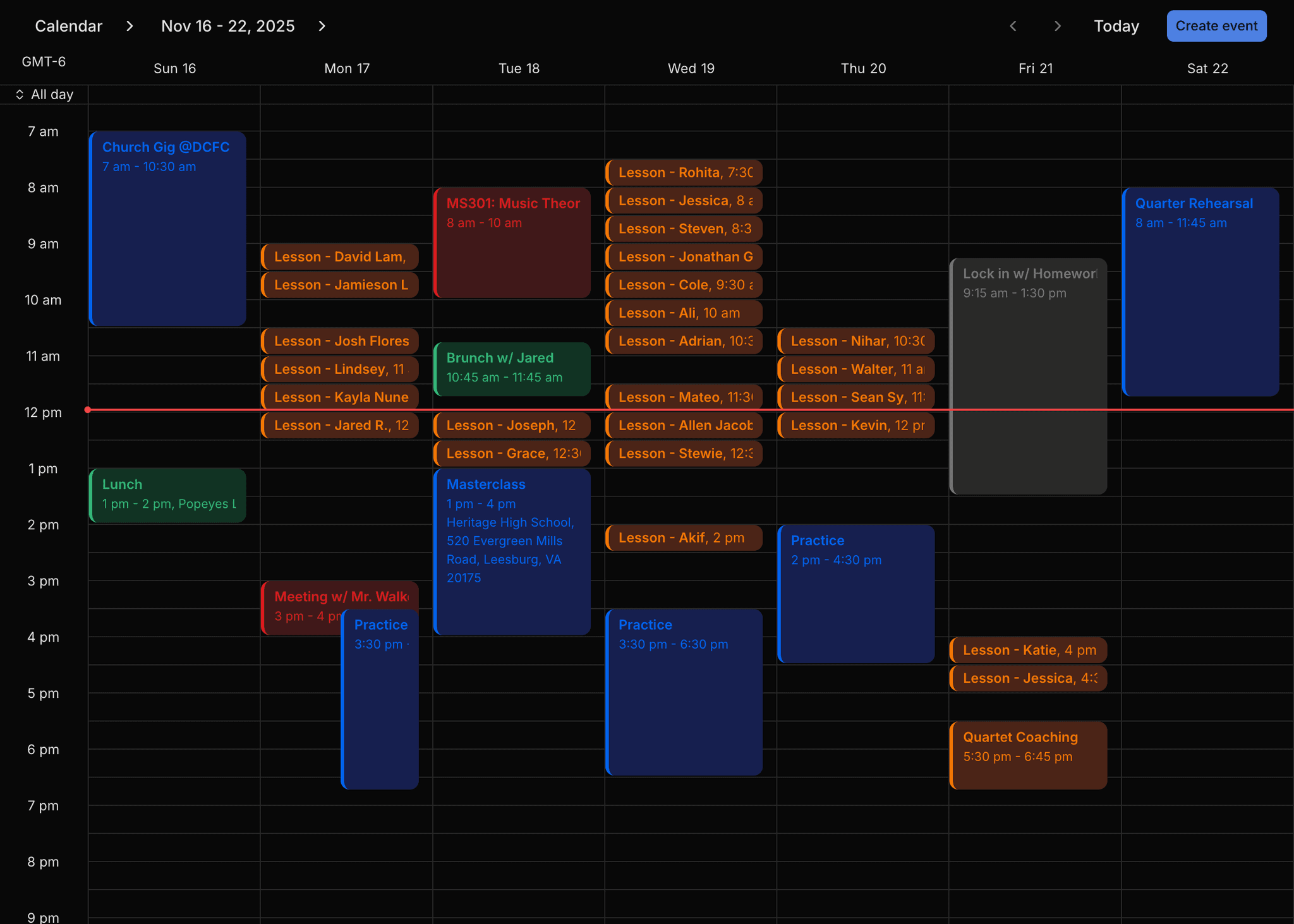 Calendar - dark mode