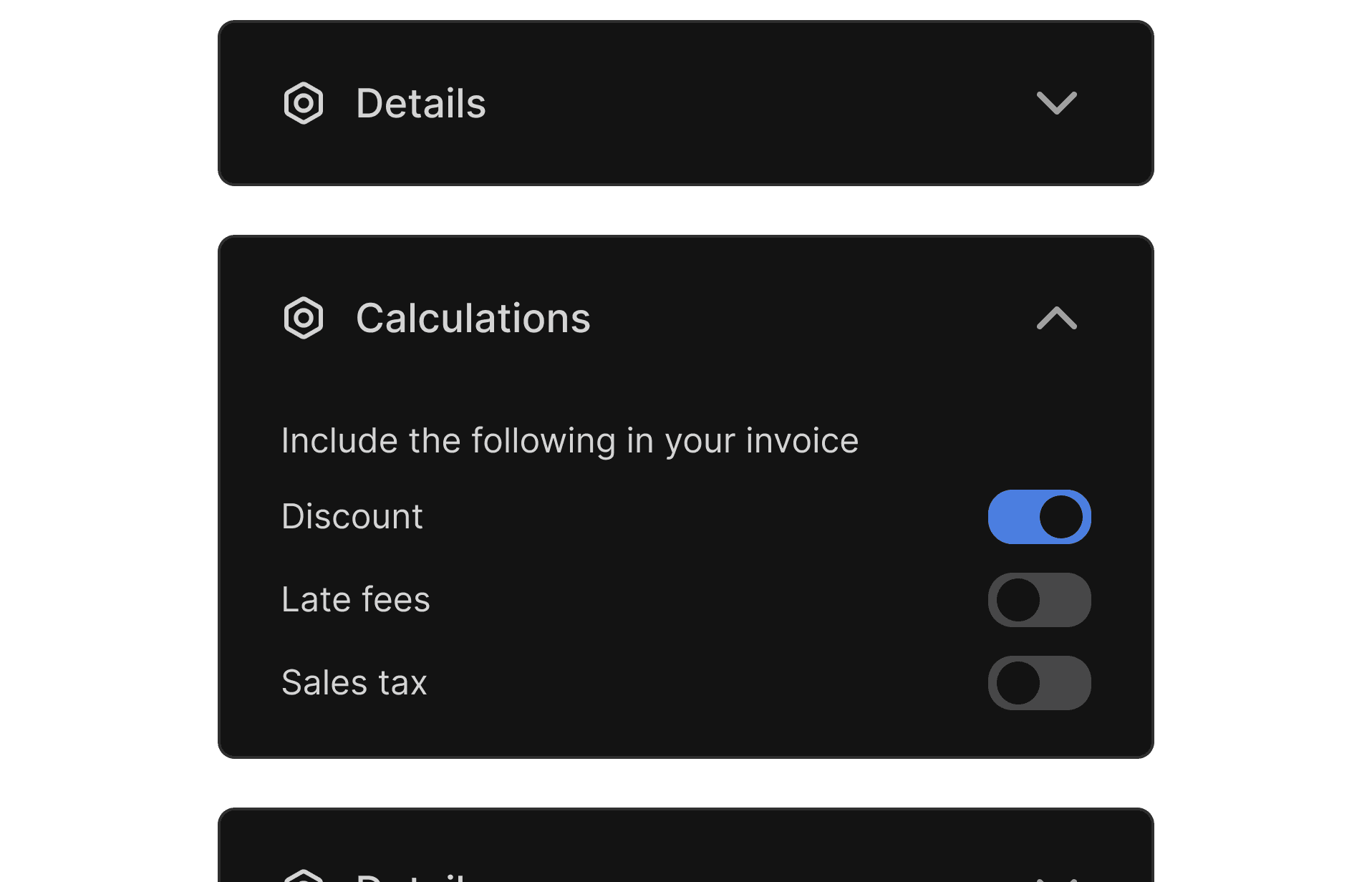 Invoice builder - dark mode