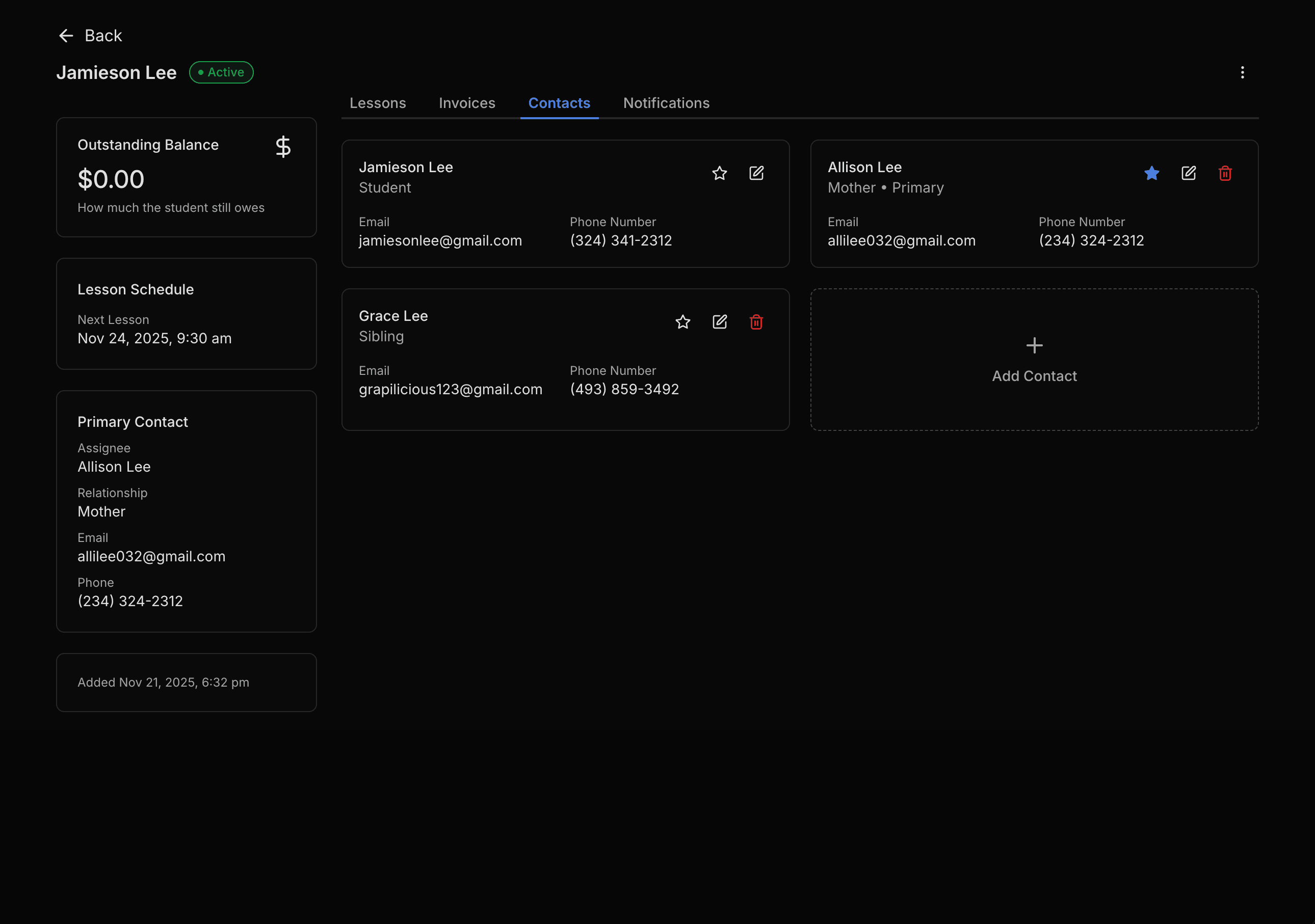 Students preview in dark mode