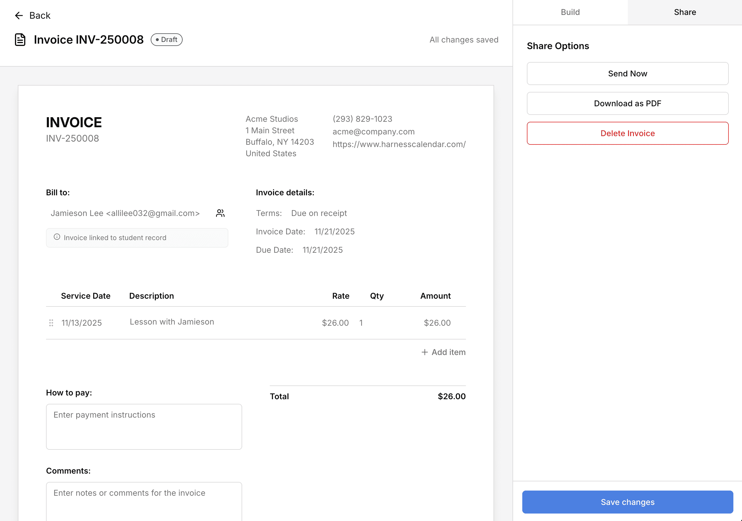 Invoices preview in light mode