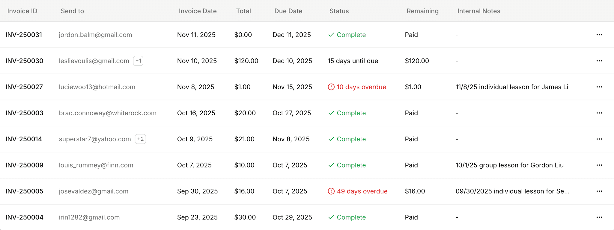 Invoicing - light mode