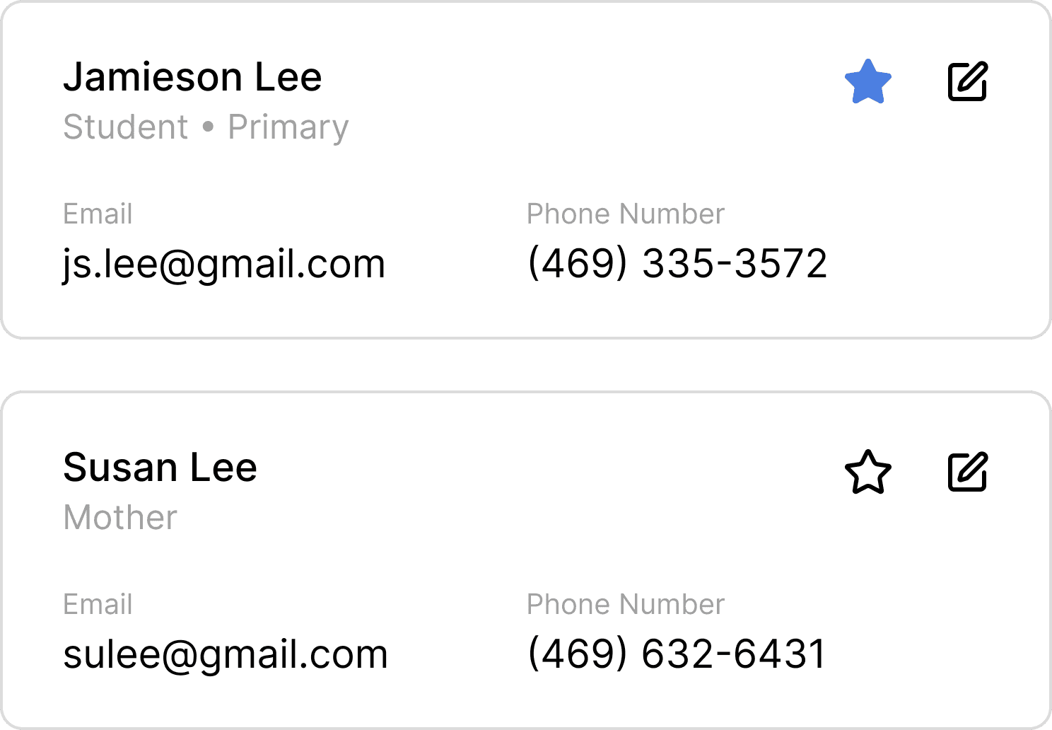 Student profiles - light mode